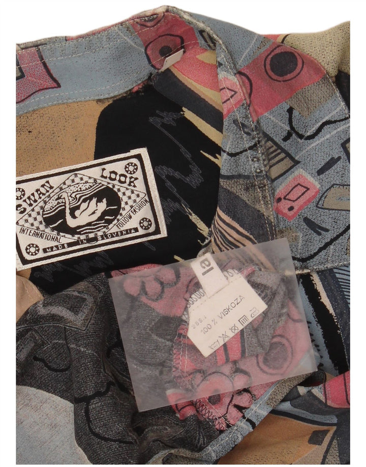 Vintage Herren übergroßes Hemd mit abstraktem Muster, groß, mehrfarbig, Retro