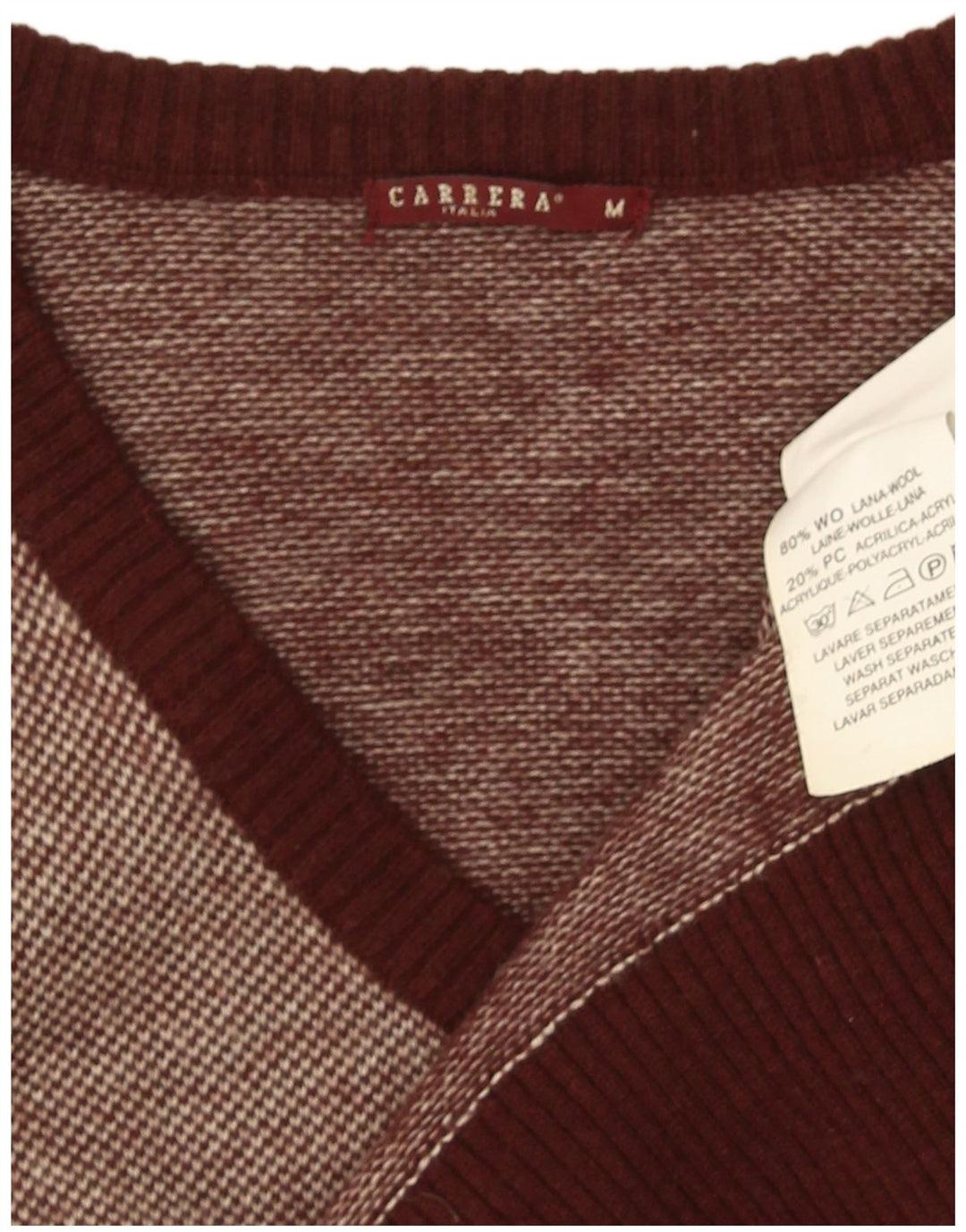 Carrera Herren-Pullover mit V-Ausschnitt, mittelbraun gesprenkelte Wolle