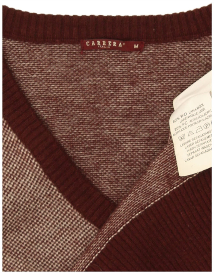 Carrera Herren-Pullover mit V-Ausschnitt, mittelbraun gesprenkelte Wolle