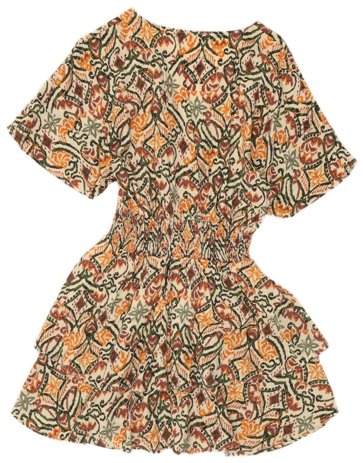 Zara Damen-Stufenkleid, Gr. 8, klein, mehrfarbig, mit Blumenmuster