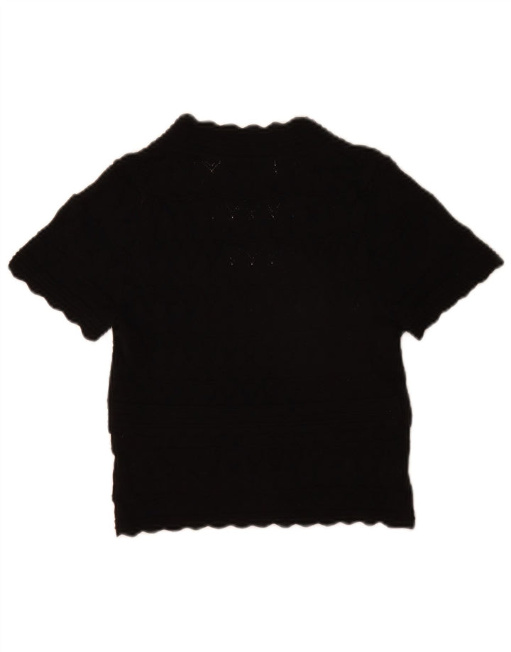 Zara Damen Crop Bluse Top UK 10 Small Schwarz Viskose
