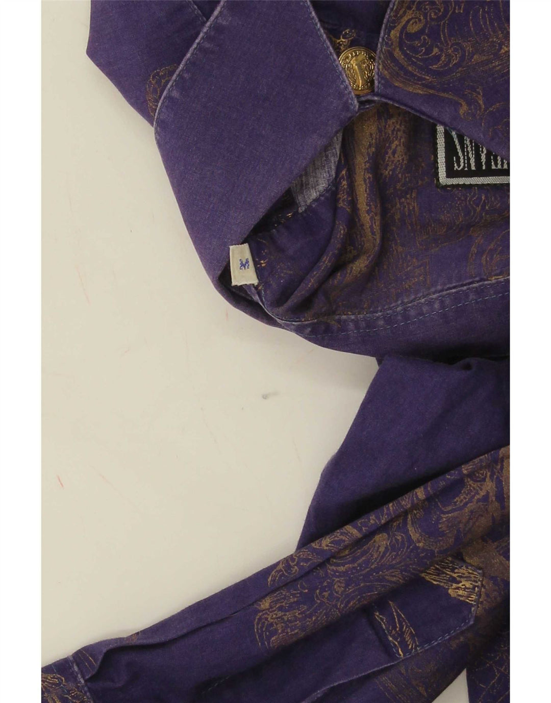 Ferre Damen-Hemd mit abstraktem Muster, übergroß, UK 14, mittelviolette Baumwolle
