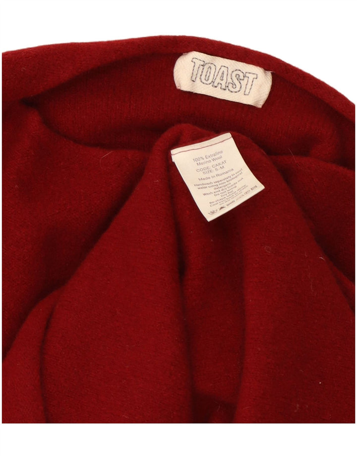 Toast Damen-Pullover mit U-Boot-Ausschnitt, Größe S/M, rote Wolle