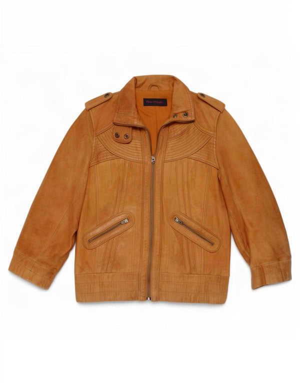 Miss Selfridge Damen Militärlederjacke mit 3/4-Ärmeln, Größe S, Beige