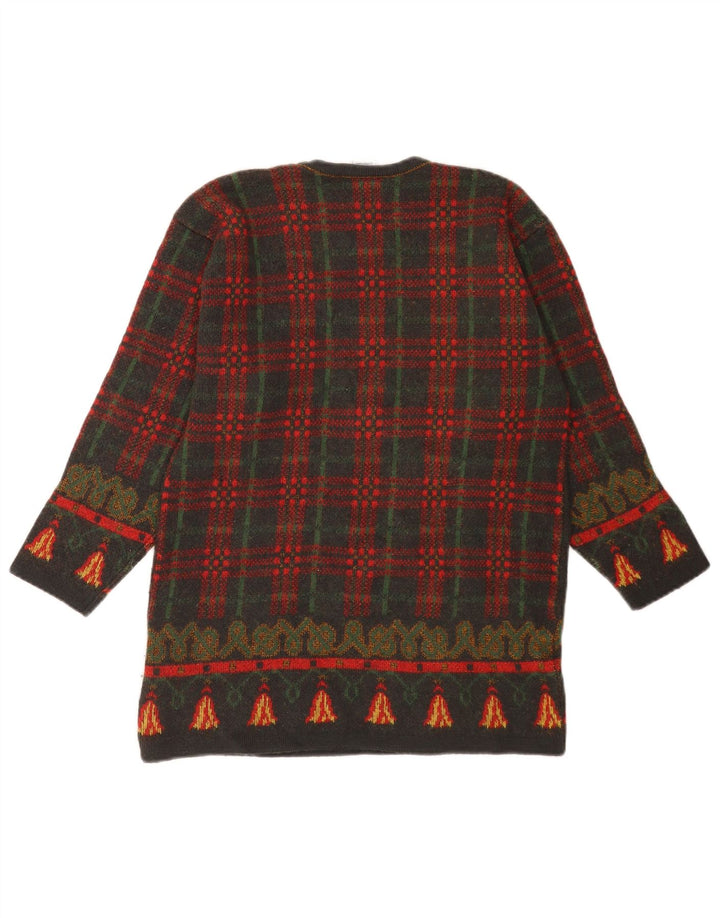 LE TRUC Damen-Pullover mit grafischem Rundhalsausschnitt, Gr. 40, klein, grau, Patchwork