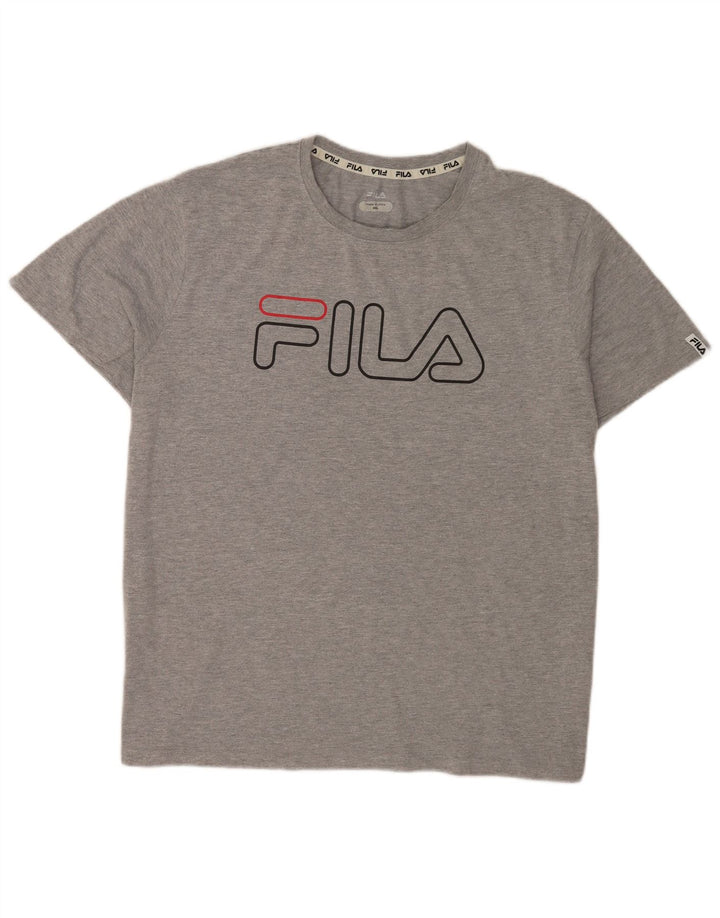 Fila Herren Grafik-T-Shirt-Oberteil 2XL Grau meliertes Polyester