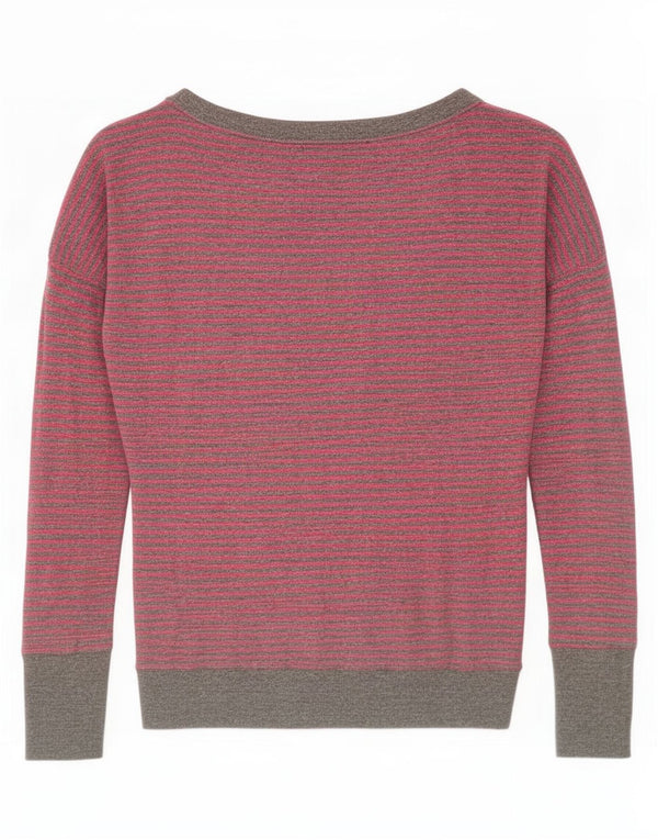 Superdry Damen-Pullover, übergroß, U-Boot-Ausschnitt, Gr. 6, XS, rosa gestreift
