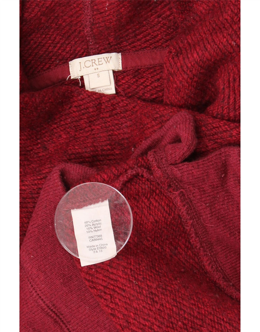 J. Crew Rollkragen-Sweatshirt für Damen, UK 10, Größe S, Burgunderrot, Baumwolle