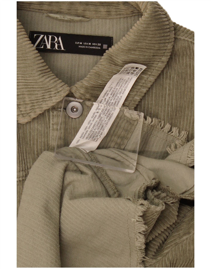 Übergroßes Cordhemd von Zara für Damen, UK 14, mittlere Khaki-Baumwolle