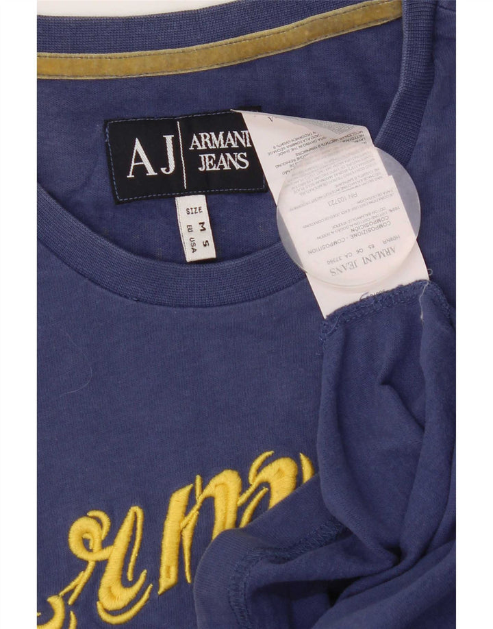 Armani Herren Grafik-T-Shirt-Oberteil aus mittelblauer Baumwolle