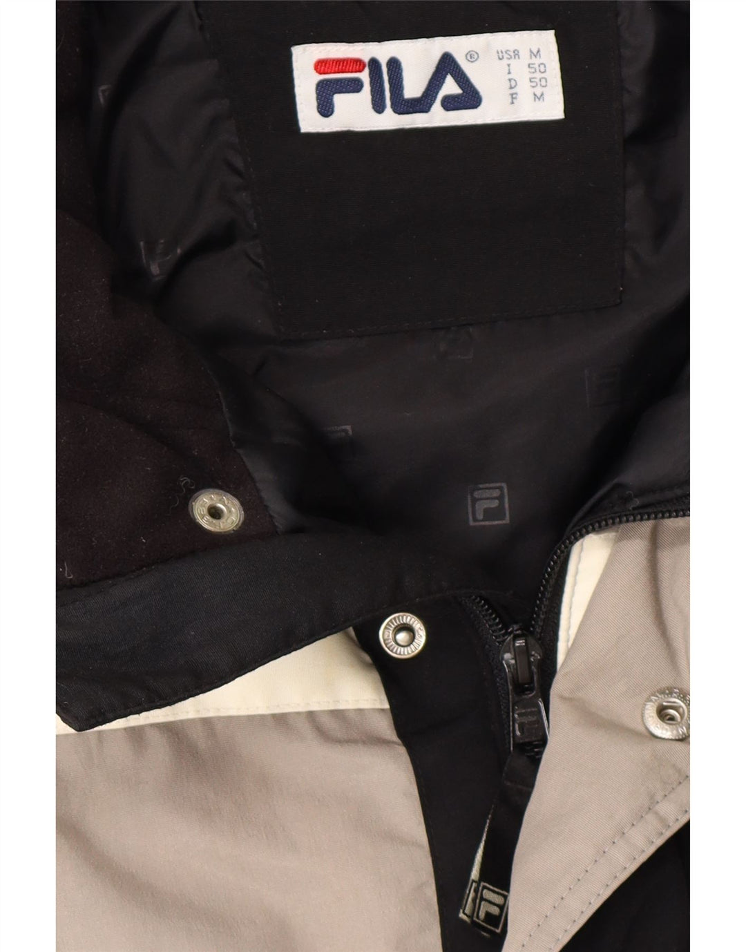 FILA Wattierte Herrenjacke UK 38 Mittelschwarzes Colourblock-Polyamid