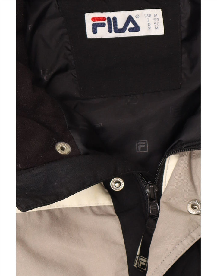 FILA Wattierte Herrenjacke UK 38 Mittelschwarzes Colourblock-Polyamid