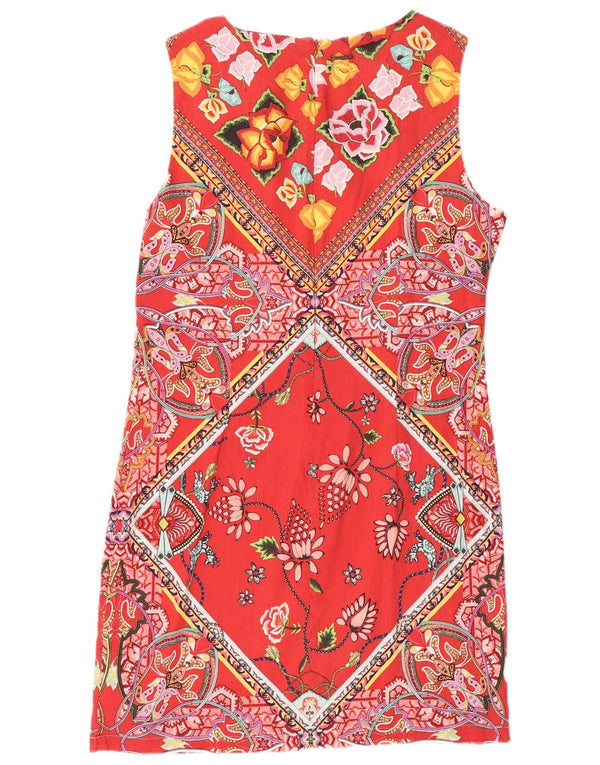 Desigual Damen Ärmelloses Etuikleid EU 44 XL Rotes Blumenleinen