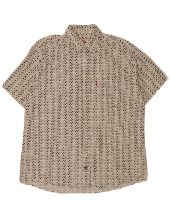 Levi's Herren-Kurzarmhemd 2XL aus weißer, geometrischer Baumwolle