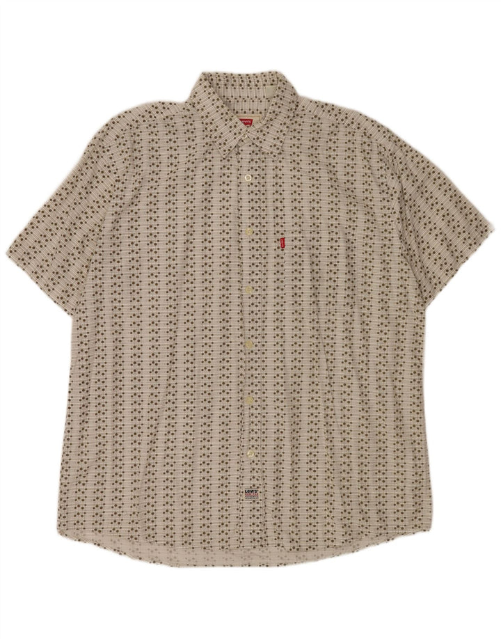Levi's Herren-Kurzarmhemd 2XL aus weißer, geometrischer Baumwolle