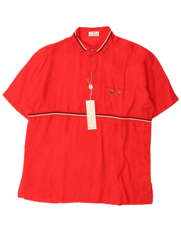 Vintage Herren Kurzarm Pullover Shirt XL Rot gestreift Leinen