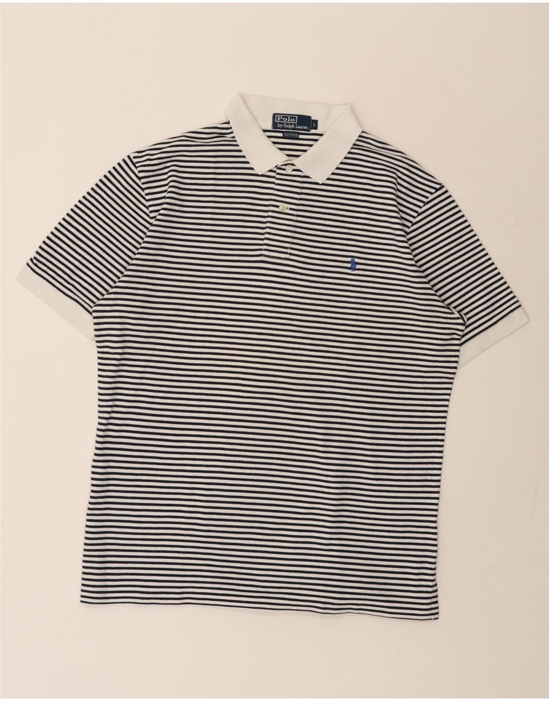 POLO RALPH LAUREN Herren-Poloshirt, große weiße Nadelstreifen-Baumwolle