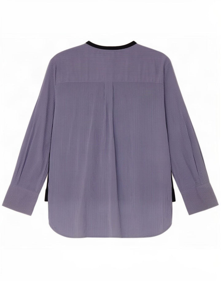 Zara Womens Graphic Pullover Shirt UK 12 Mittelblaue Nadelstreifen-Baumwolle