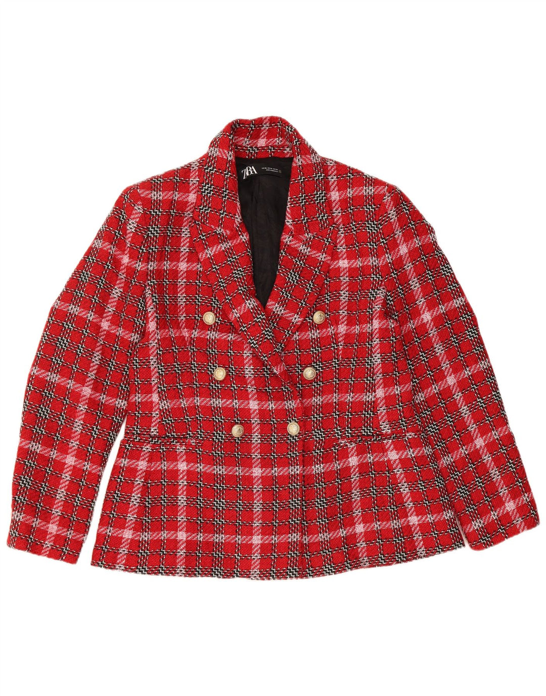 Zweireihiger Blazer für Damen von Zara, UK 18, XL, rot kariert