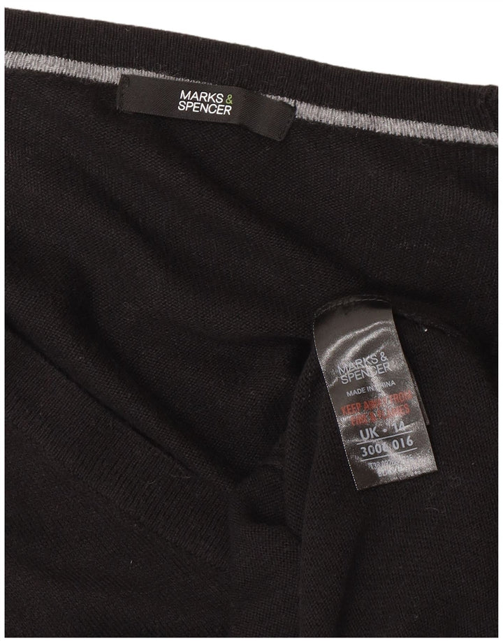 Marks & Spencer Damen Asymmetrischer Cardigan-Pullover UK 14 Medium Schwarz