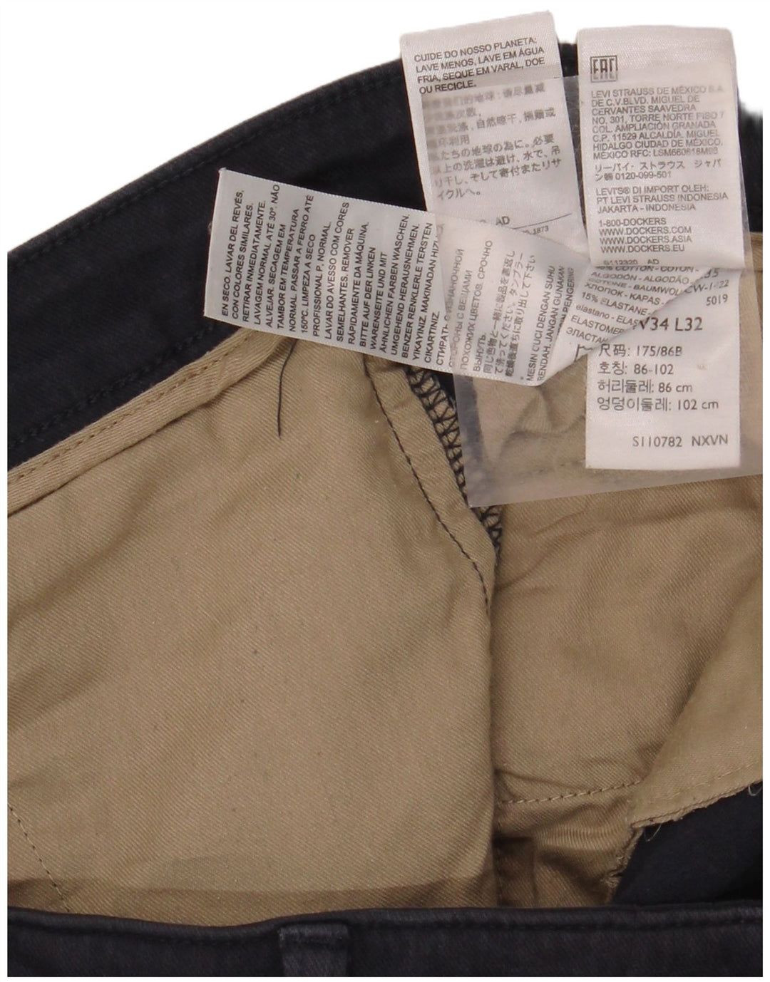 DOCKERS Gerade Chino-Hose für Herren, W34, L27, Marineblau, Baumwolle