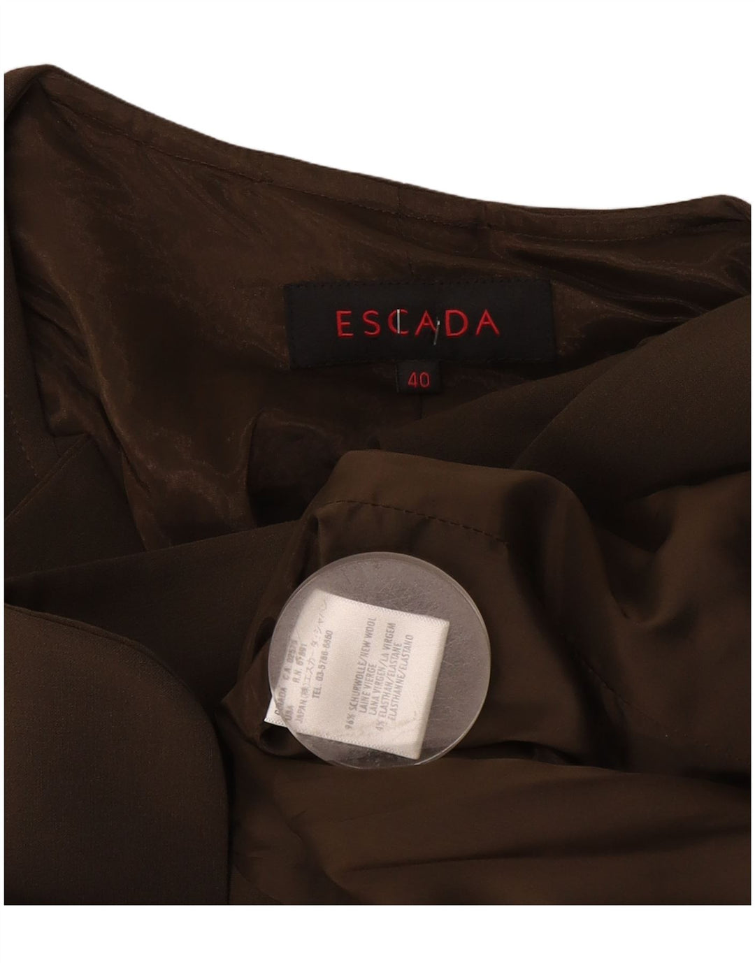 Escada Damen-Blazerjacke mit 2 Knöpfen, EU 40, mittelbraune Wolle