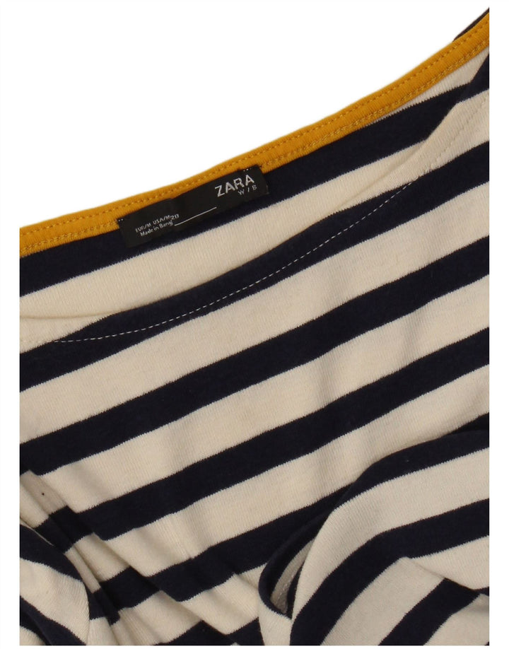 Zara Damen-Top mit 3/4-Ärmeln, UK-Größe 12, mittelschwarz gestreift