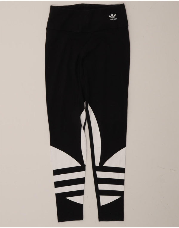 Adidas Damen Graphic Leggings UK 10 Small Schwarz Colourblock