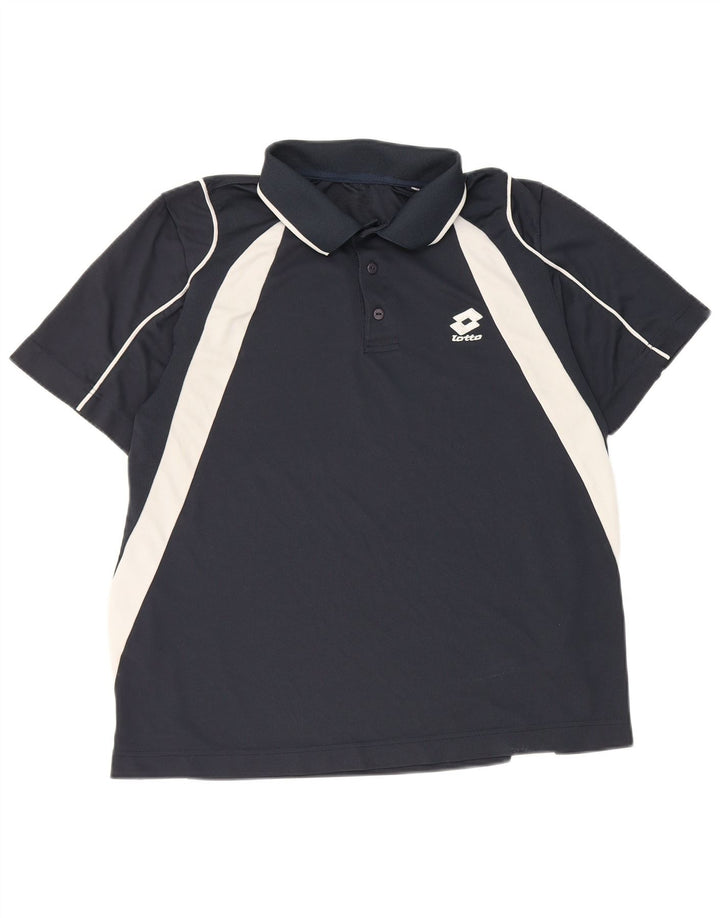 Lotto Herren-Poloshirt, mittelgroß, Marineblau, Farbblock-Polyester