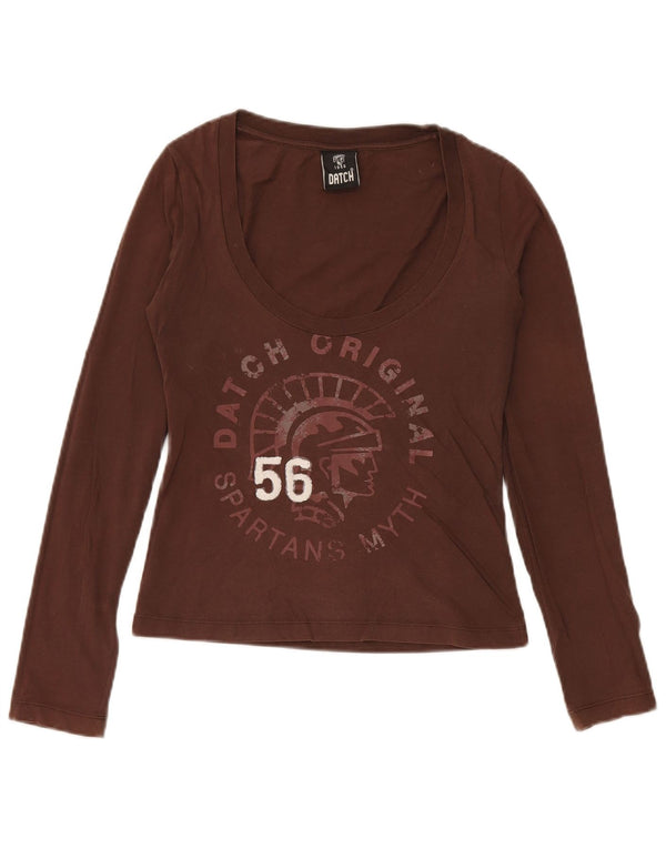 Datch Womens Graphic Top Langarm UK 10 Small Braun