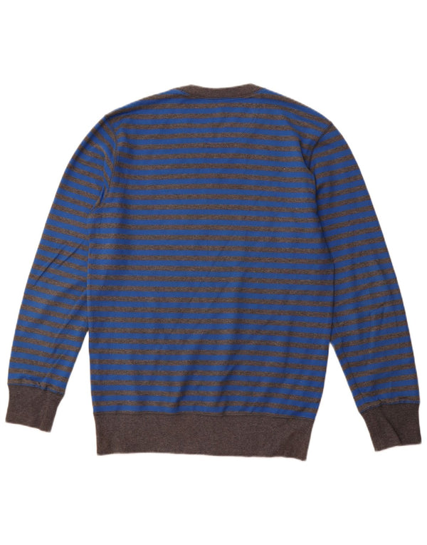 REEBOK Mens Sweatshirt Jumper Small Blue Striped Cotton