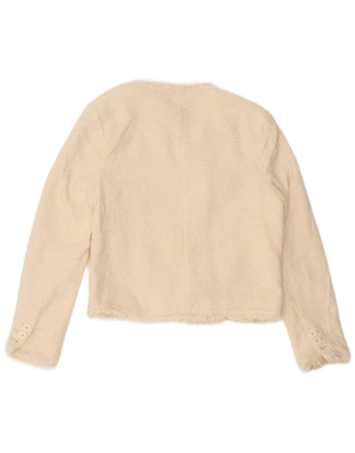 Marks & Spencer Womens Open Blazer Jacke UK 12 Medium Off White Cotton
