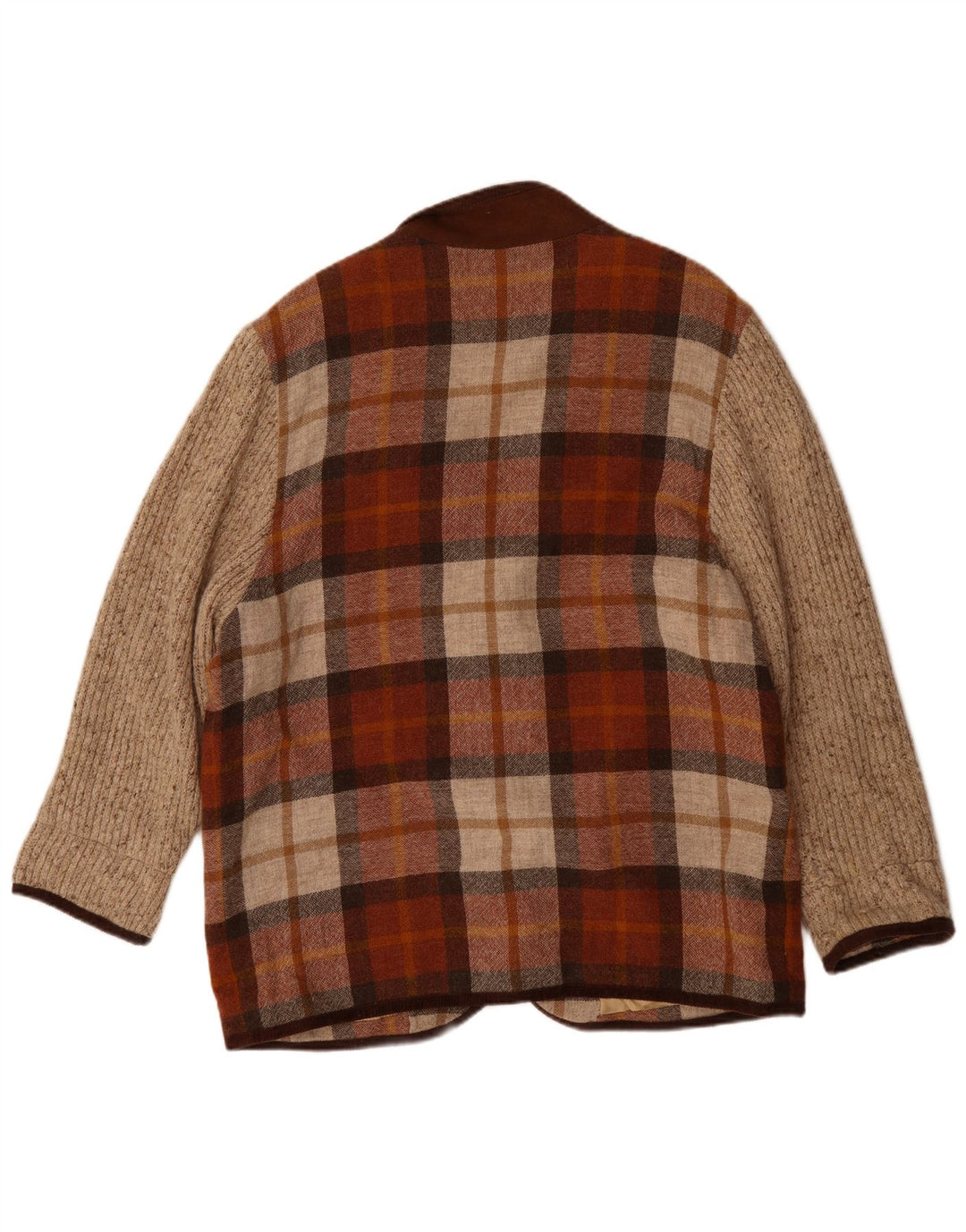 Vintage Damen 3-Knopf-Blazerjacke UK 20 2XL Burgunderrot kariert Polyacryl