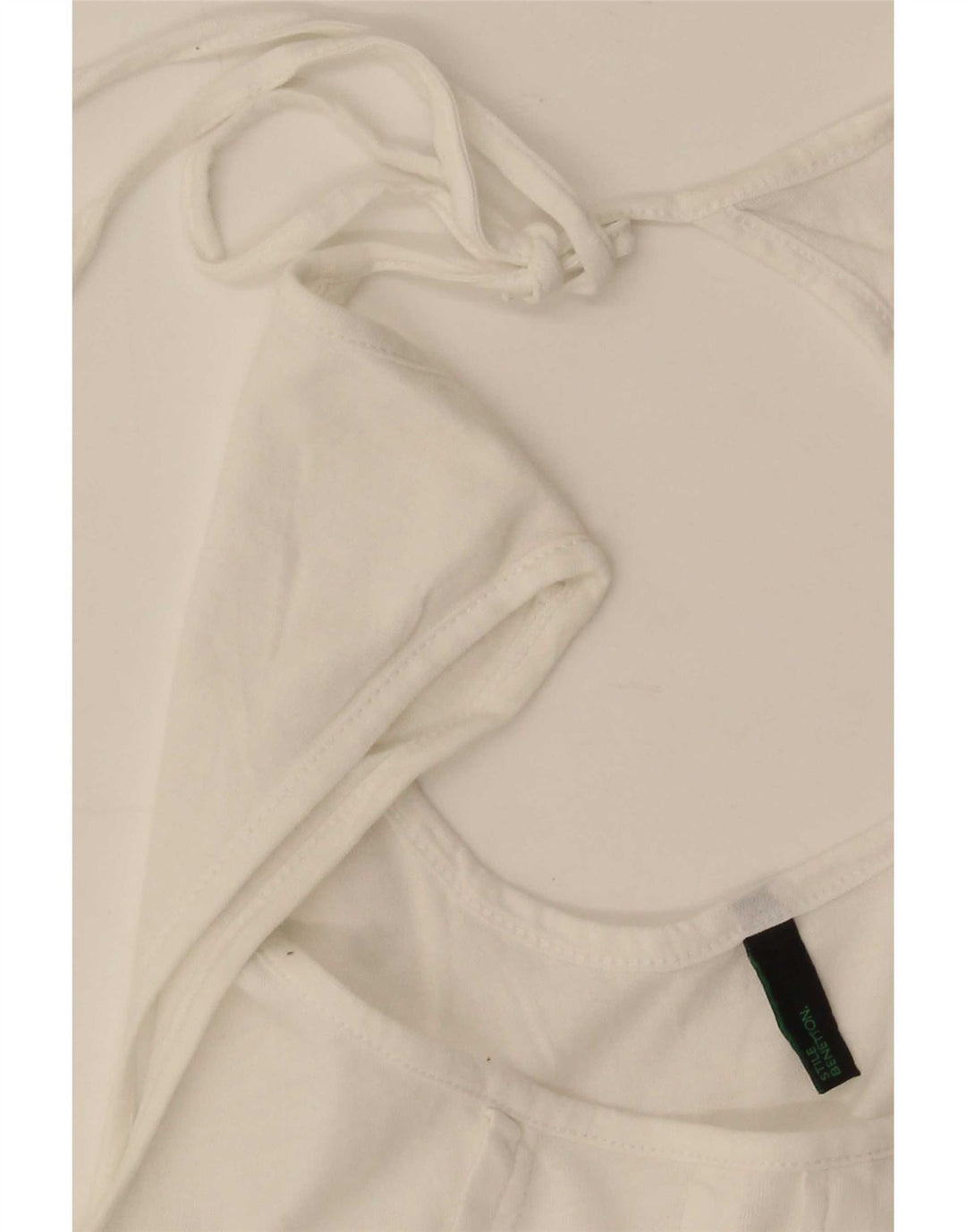 Benetton Damen ärmelloses Blusenoberteil UK 12 Mittelweiß