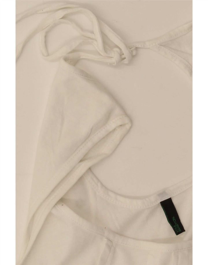 Benetton Damen ärmelloses Blusenoberteil UK 12 Mittelweiß