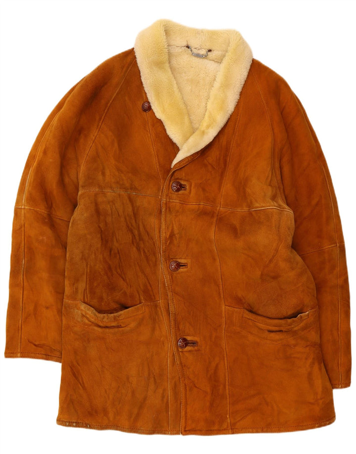 Mabrun Herren Shearling-Mantel UK 40 Large Beige Shearling