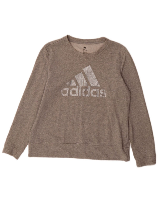 Adidas Damen Graphic Sweatshirt Pullover UK 16/18 Große graue Baumwolle