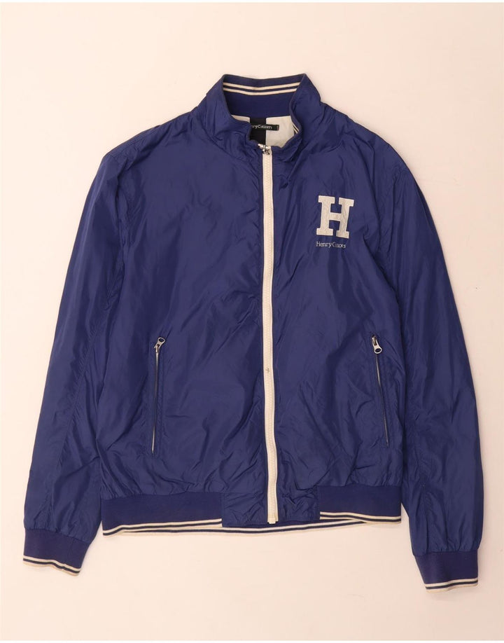 Henry Cottons Herren-Bomberjacke mit Grafik, IT 52 XL, Blau, Polyamid