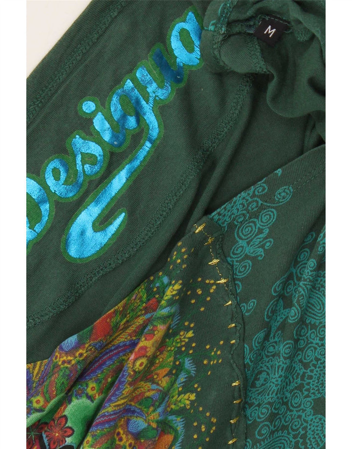 Desigual Damen Übergroßes grafisches Fledermausblusen-Top, UK 14, Mittelgrün