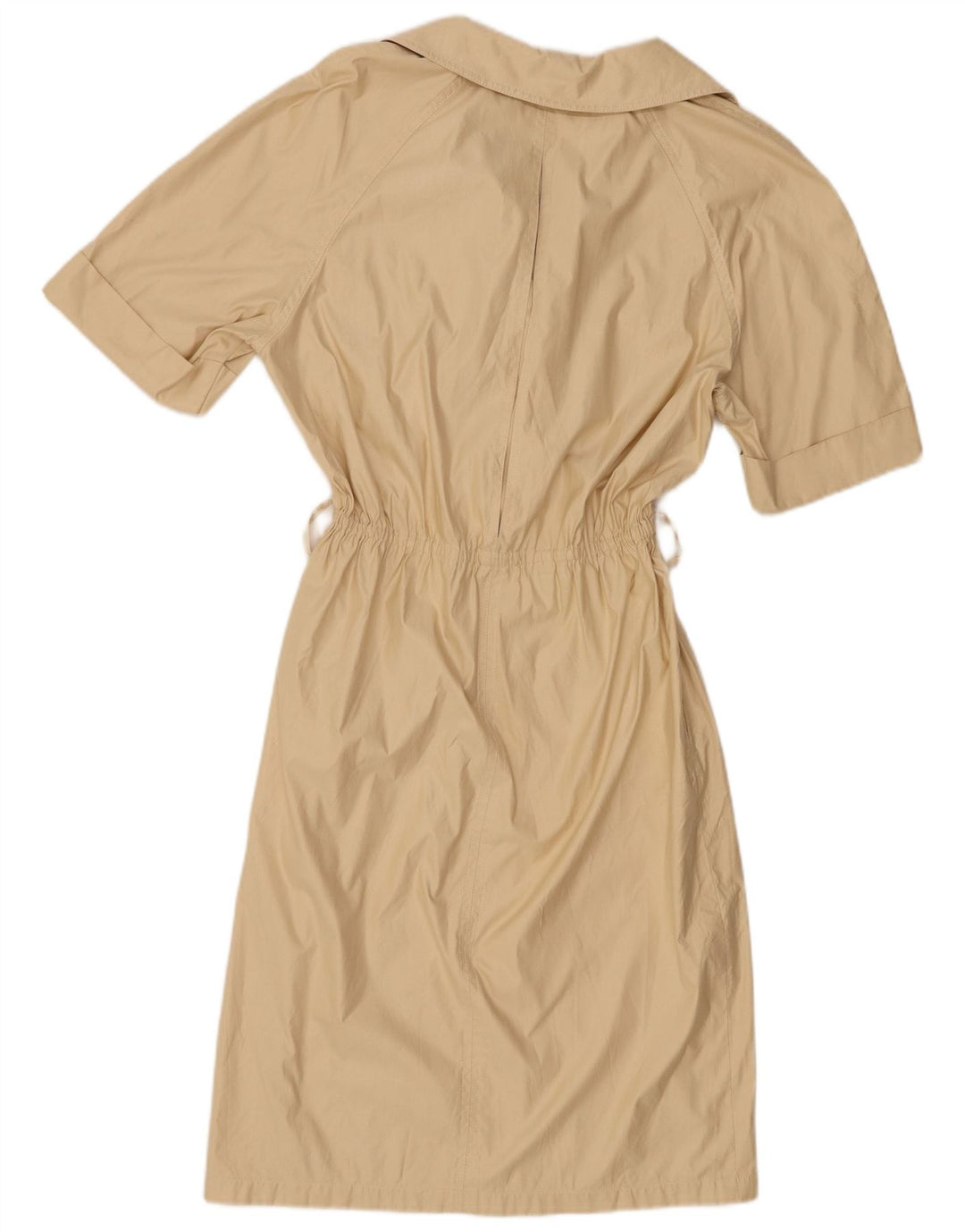 Vintage Damen Kurzarm-Pullover-Hemdkleid UK 14 Medium Beige