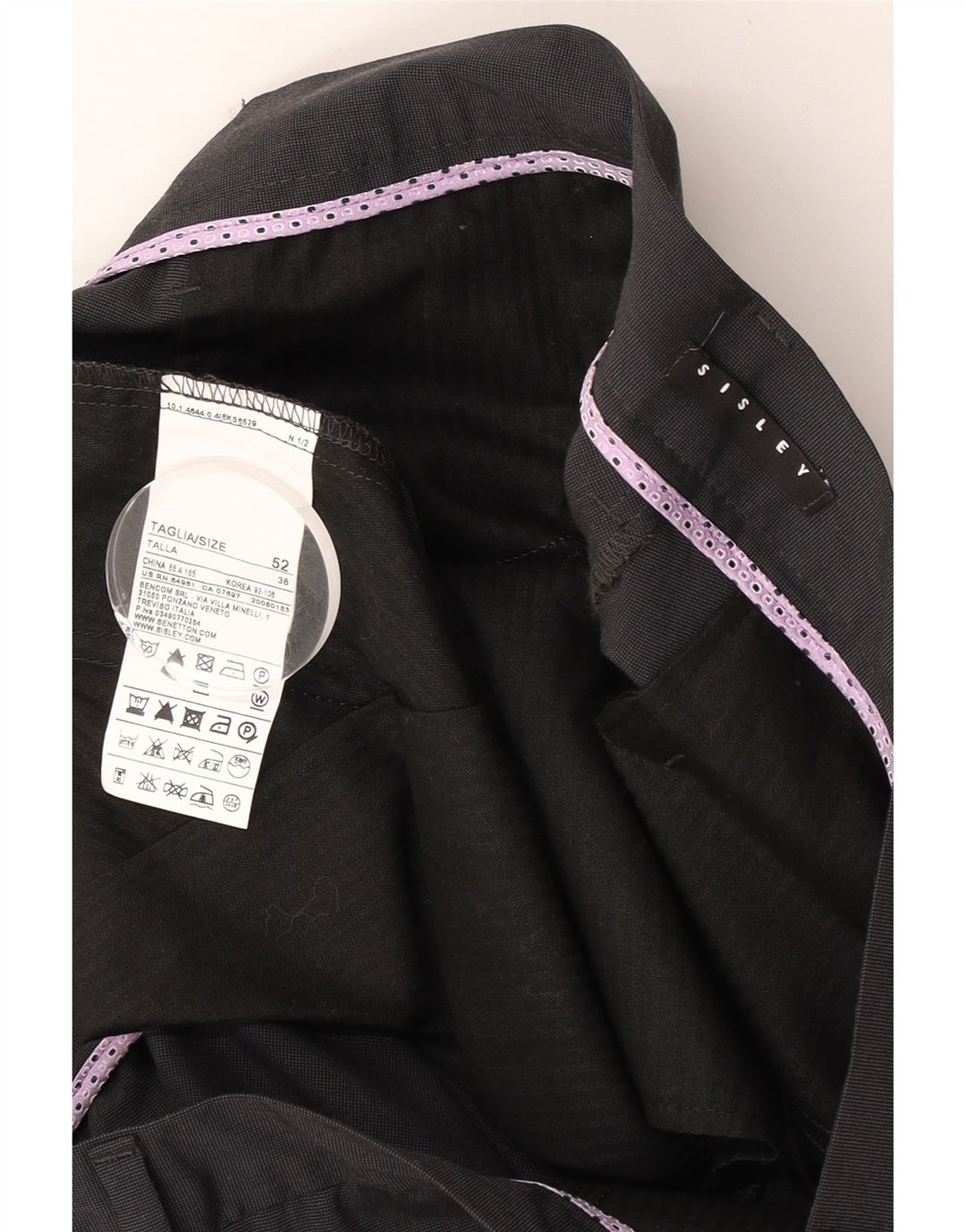 Sisley Herren-Anzug mit 2 Knöpfen, 2-teilig, IT 52, XL, W36, L32, Grau, Polyester