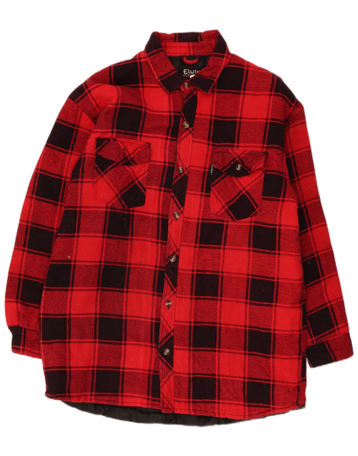 Elutex Herren-Lumberjack-Flanellhemd XL, rot kariert, Baumwolle