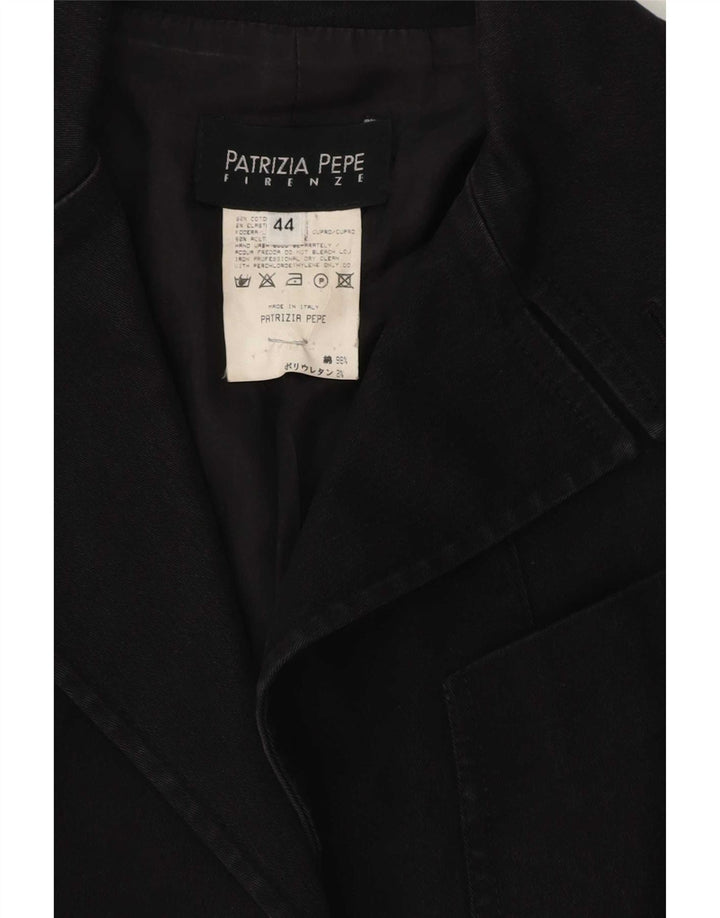 Patrizia Pepe Damen 2-Knopf-Blazerjacke IT 44 Mittelschwarze Baumwolle