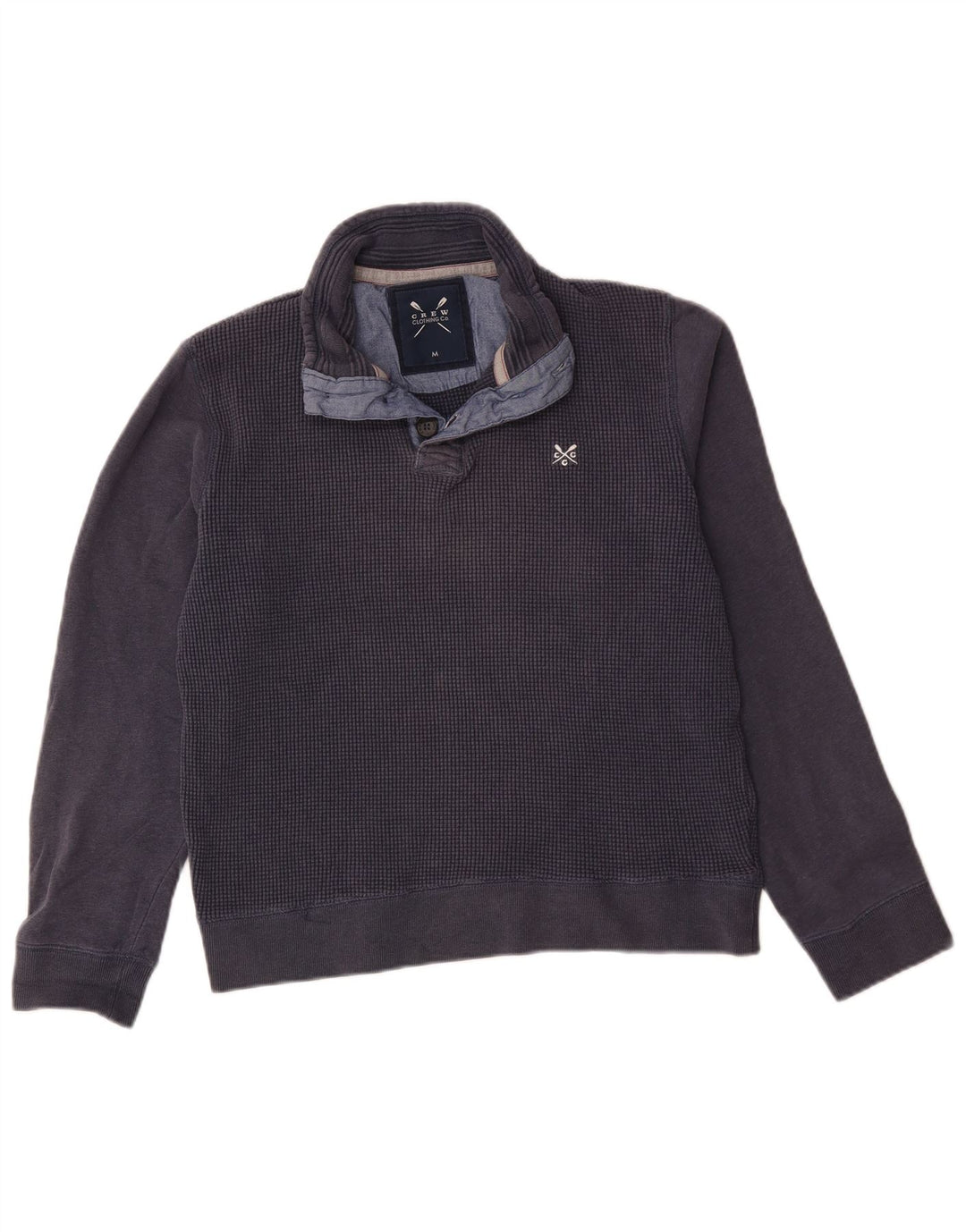Crew Clothing Herren-Sweatshirt mit Knopfkragen, mittlere Marineblau-Baumwolle
