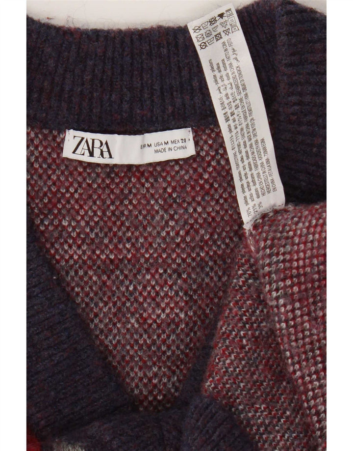 Zara Damen Weste Tank Top UK 14 Medium Lila Blumenmuster Polyester