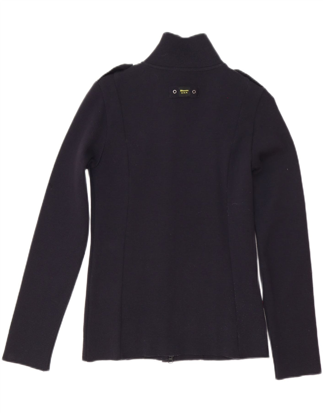 Blauer Damen-Cardigan-Pullover UK 10 Small Marineblaue Wolle