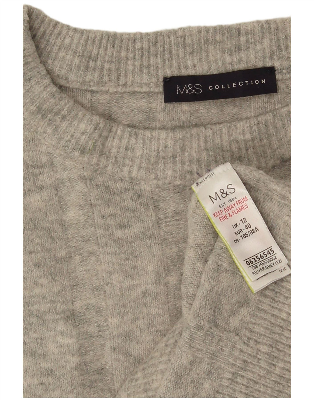 Marks & Spencer Damen-Pullover mit Rundhalsausschnitt, Gr. 12, Mittelgrau meliert