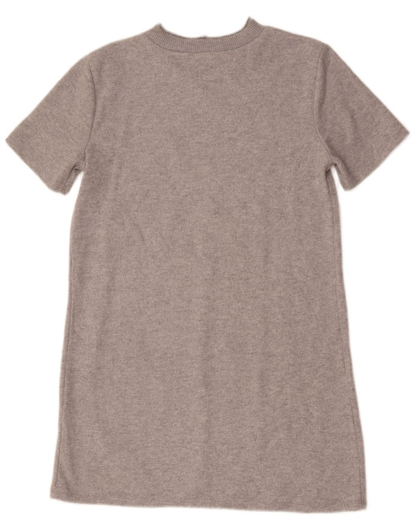 Zara Damen T-Shirt-Kleid UK 16 Large Grau geflecktes Polyester