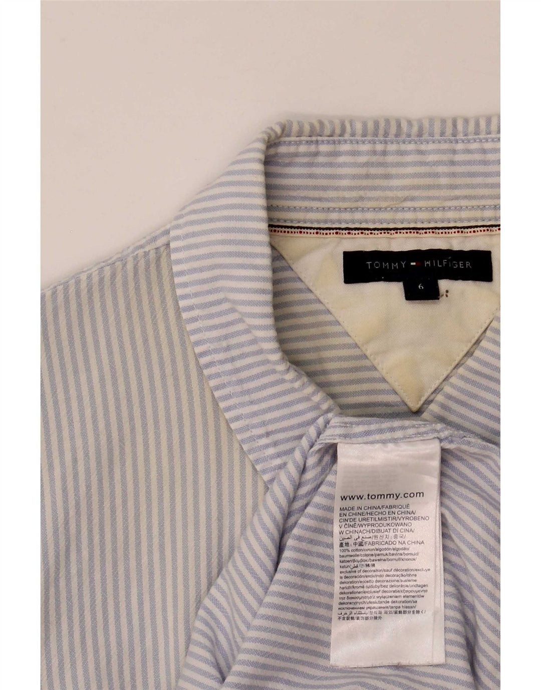 Tommy Hilfiger Damenhemd US 6 Mittelblaue Nadelstreifen-Baumwolle