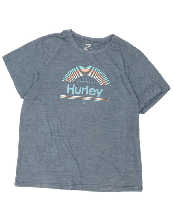 Hurley Herren Grafik T-Shirt Top XL Blau Polyester